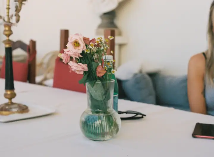 Vase of flowers on a table